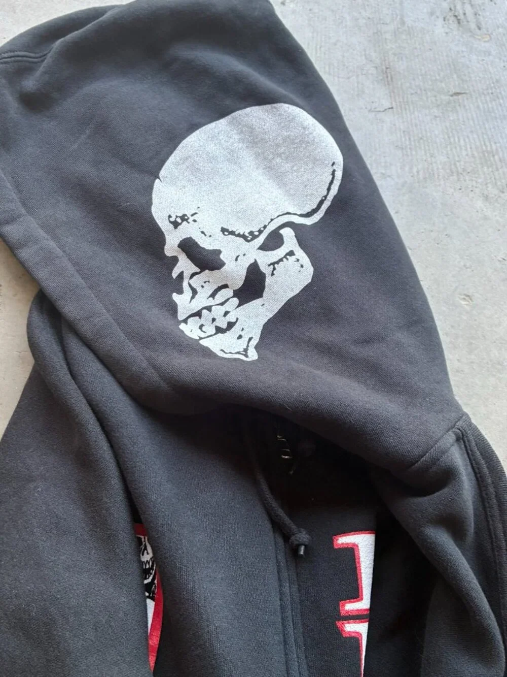 Y2K Grail Frisco Choppers Skull Hood Flame Sleeve Full Zip Hoodie
